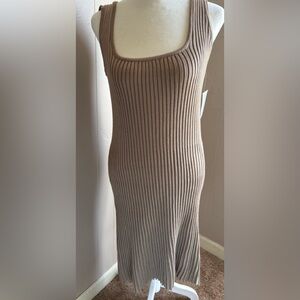 Taylor Ribbed Knit Mini Dress in Taupe Pink